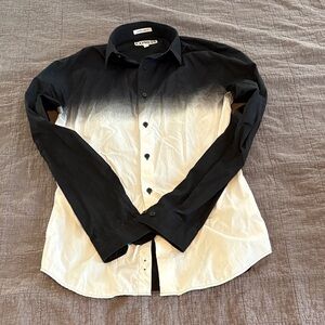 Express Monochrome Ombre Button-Up Shirt extra slim fit size small